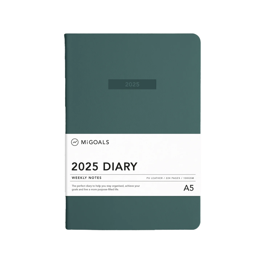 MiGoals 2025 Class Diary Weekly Notes A5 Soft Cover Teal Green