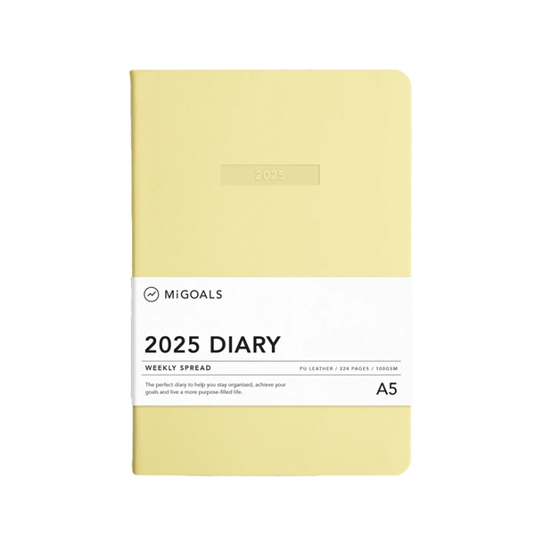 MiGoals 2025 Class Diary Weekly Spread A5 Soft Cover Lemon