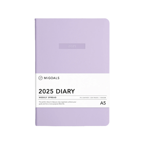 MiGoals 2025 Class Diary Weekly Spread A5 Soft Cover Lilac