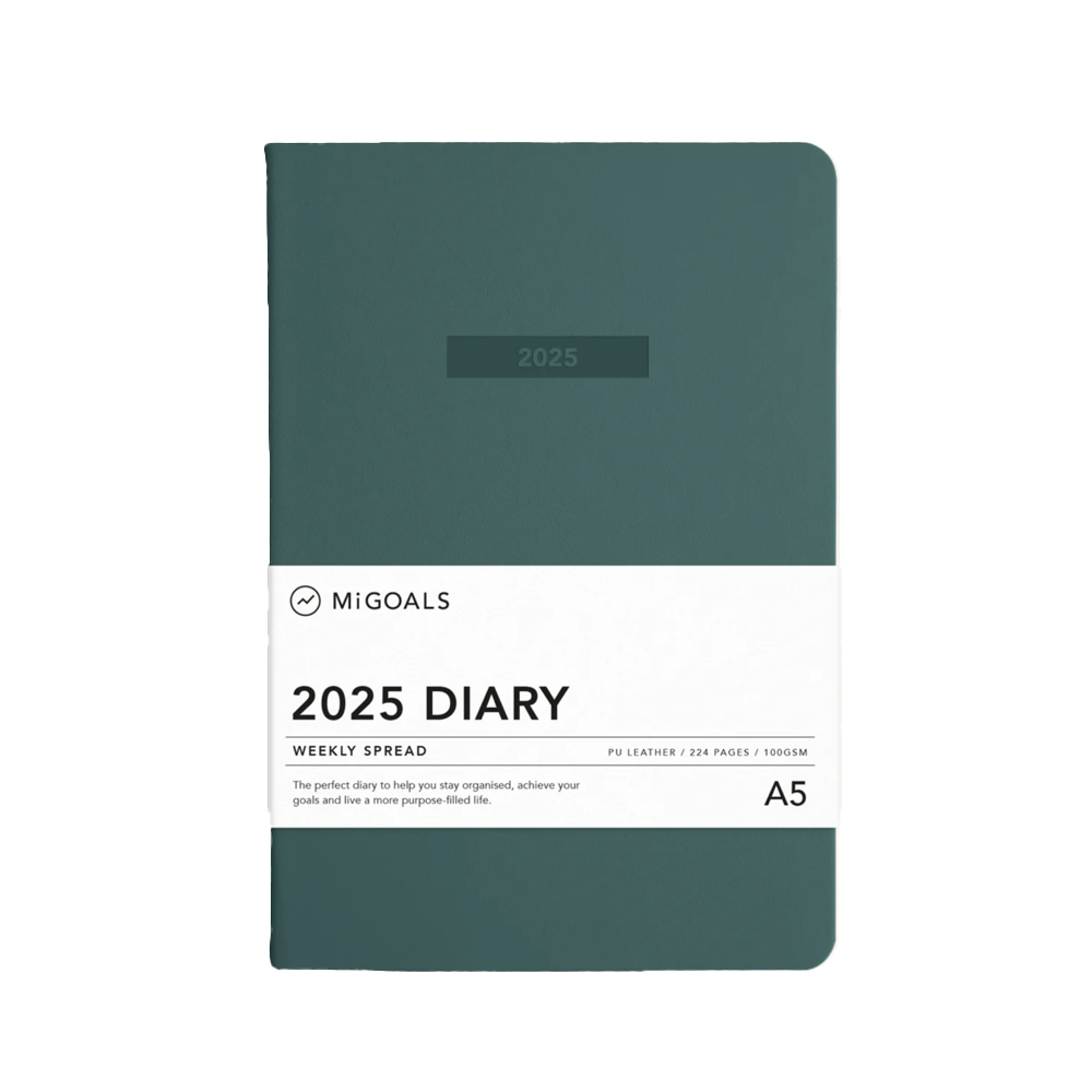 MiGoals 2025 Class Diary Weekly Spread A5 Soft Cover  Teal Green