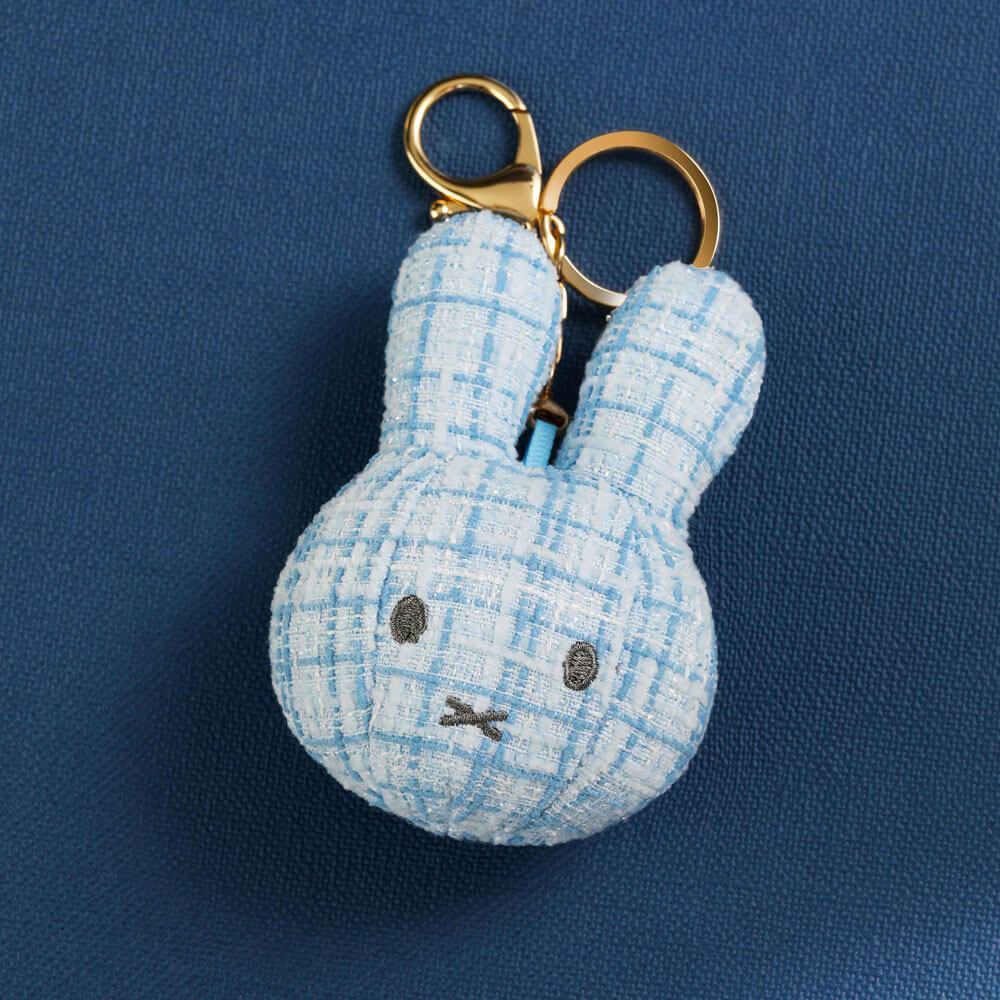 Miffy Face Plush  Keyring  Baby Blue