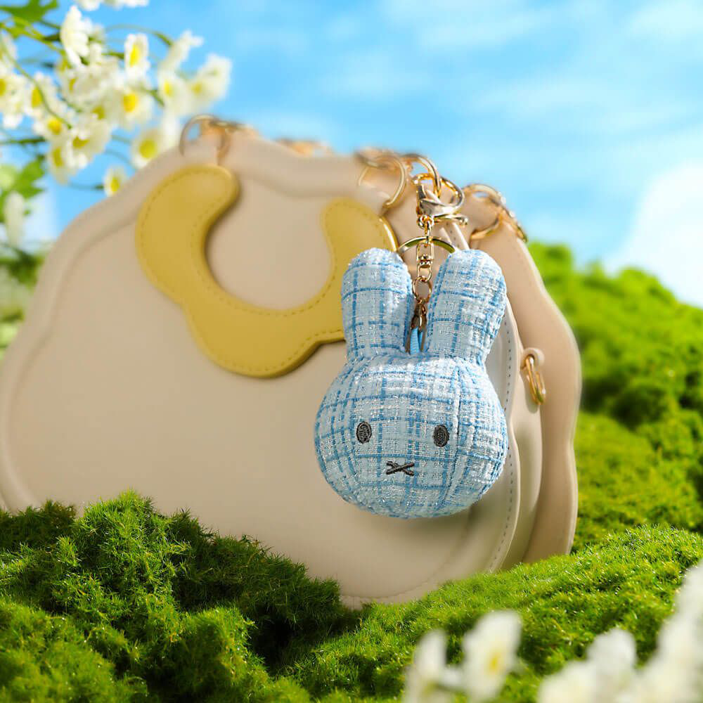 Miffy Face Plush  Keyring  Baby Blue
