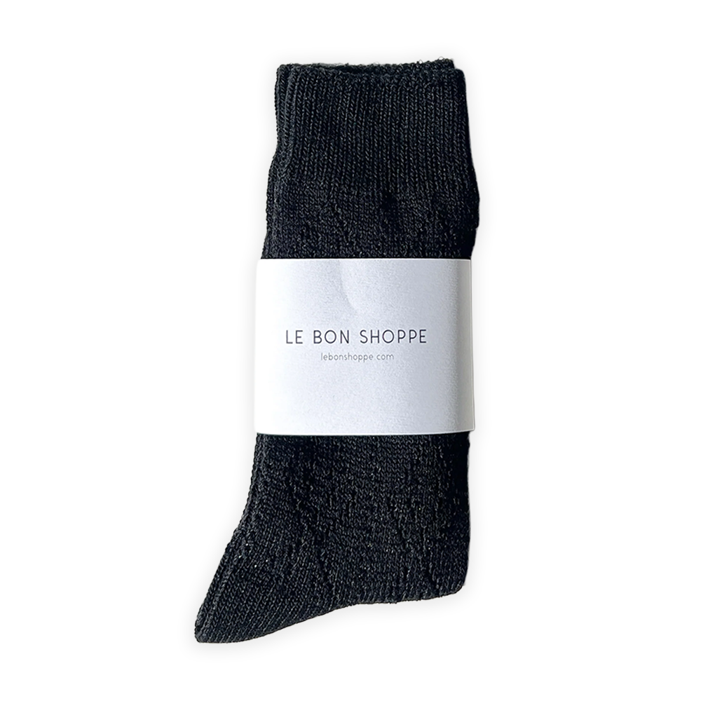 Le Bon Shoppe Modal Eyelet Socks Jet Black