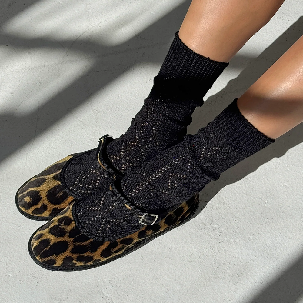 Le Bon Shoppe Modal Eyelet Socks Jet Black