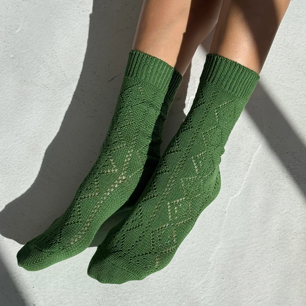 Le Bon Shoppe Modal Eyelet Socks Palm Green