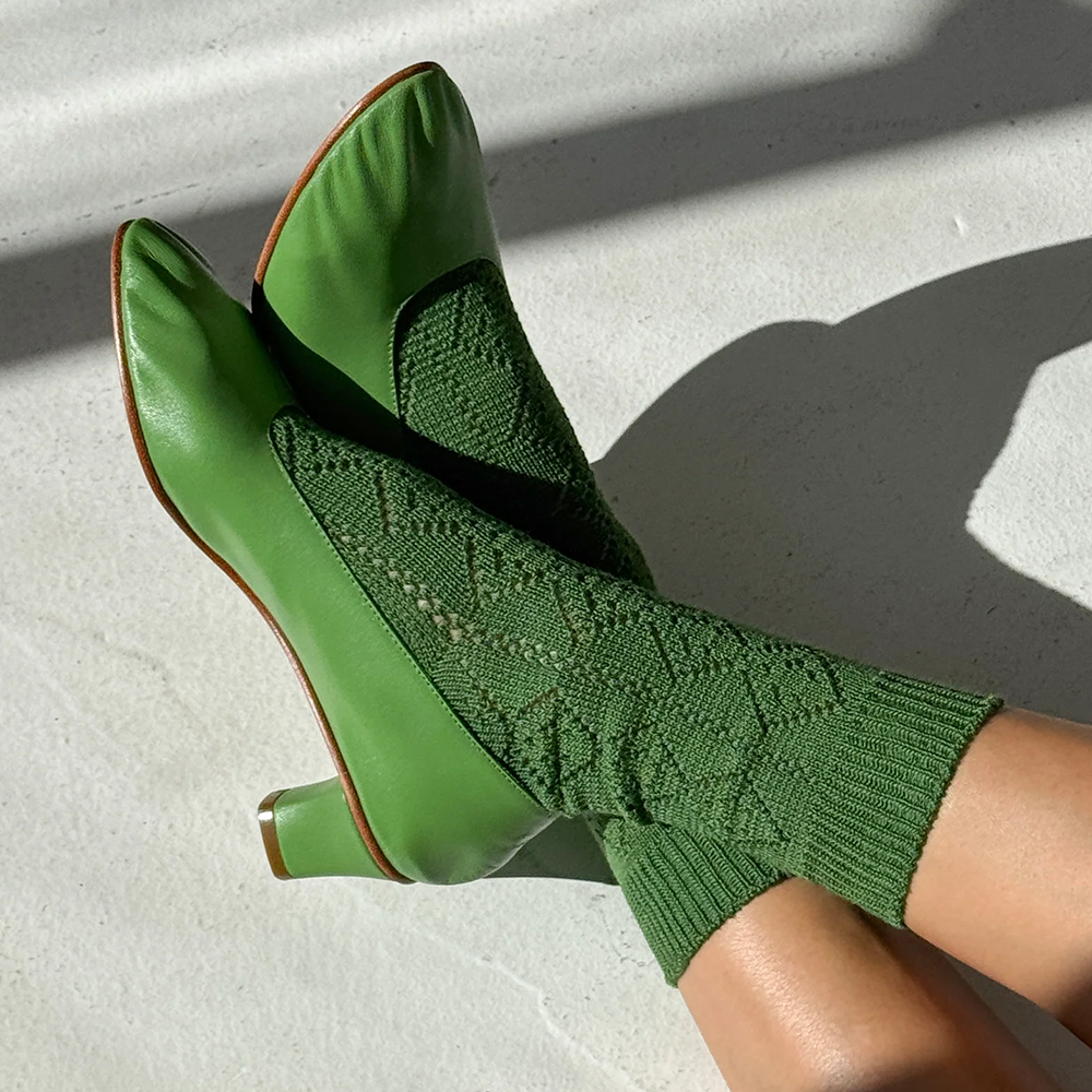 Le Bon Shoppe Modal Eyelet Socks Palm Green