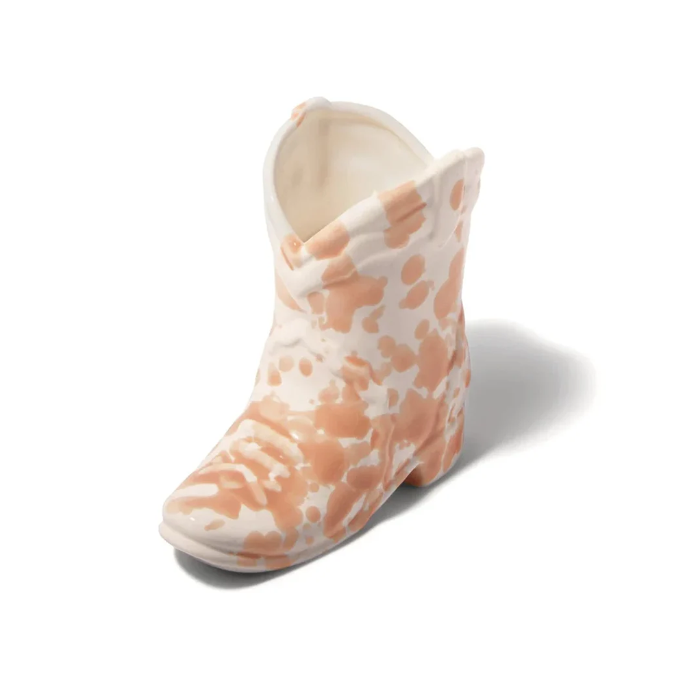 Paddywax Nashville Cowboy Boot Ceramic Candle Pink Speckle Cactus Flower 170g