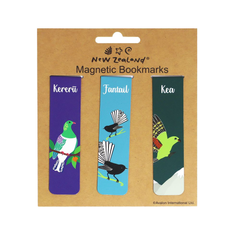 New Zealand Magnetic Bookmarks Kererū Fantail & Kea Set of 3