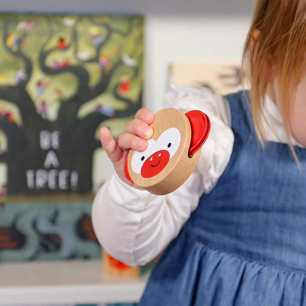 Petit Collage Shake and Play Wooden Tambourine