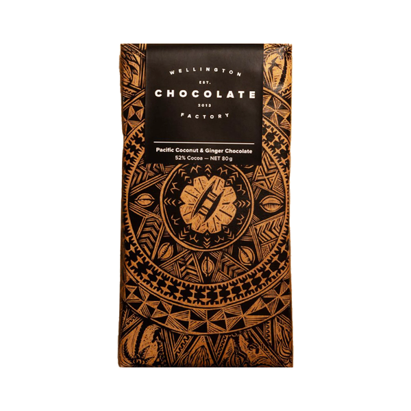 Wellington Chocolate Factory Pacific Coconut & Ginger Dark Bar 80g