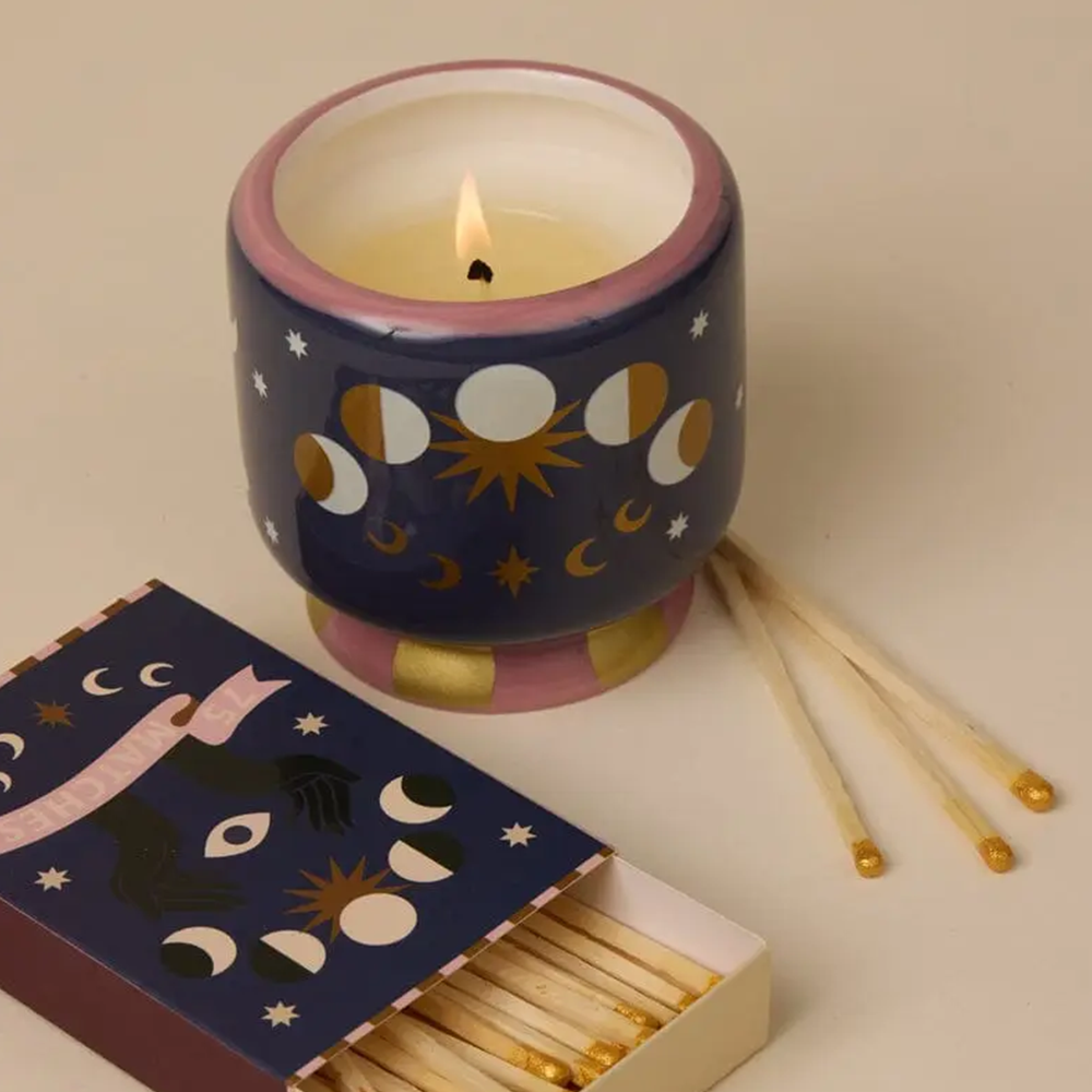 Paddywax Adopo Moon Phase Ceramic Candle Jasmine and Rose