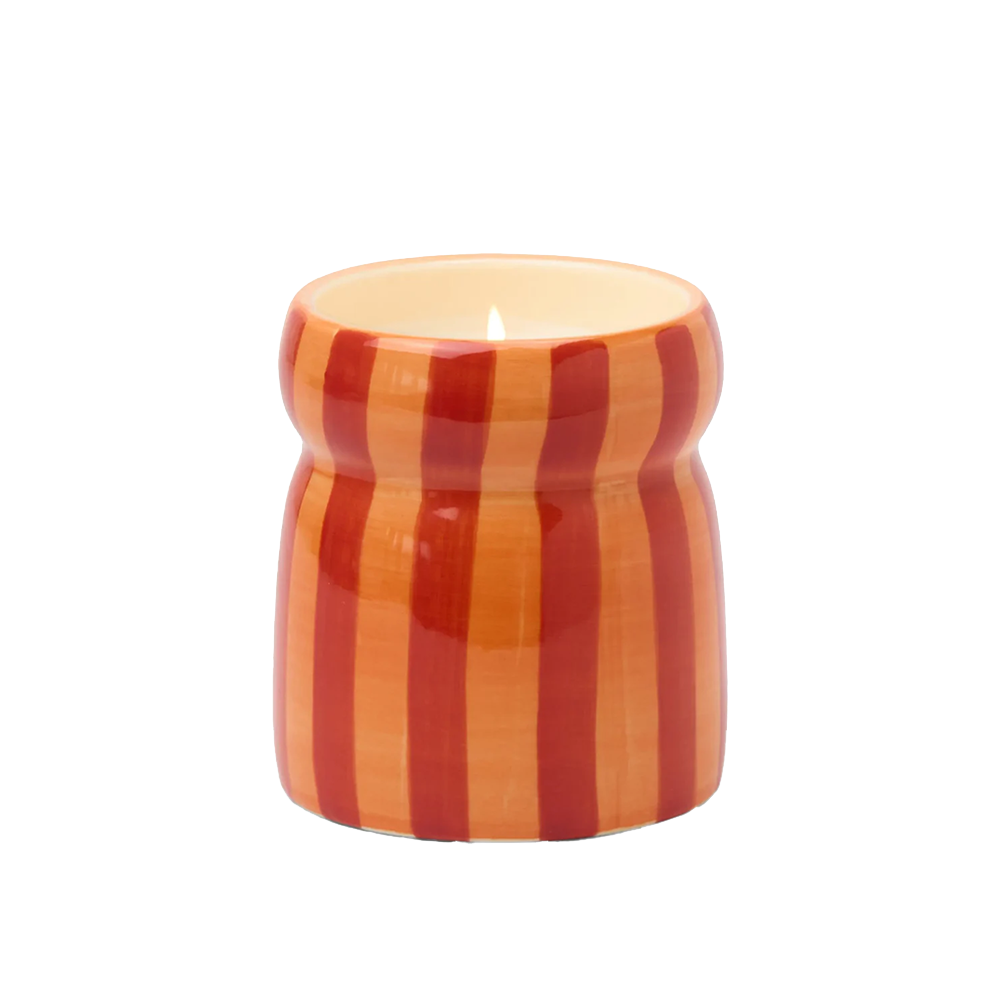 Paddywax Festive Cabana Ceramic Candle Red Coral Striped Spiced Apple 184g