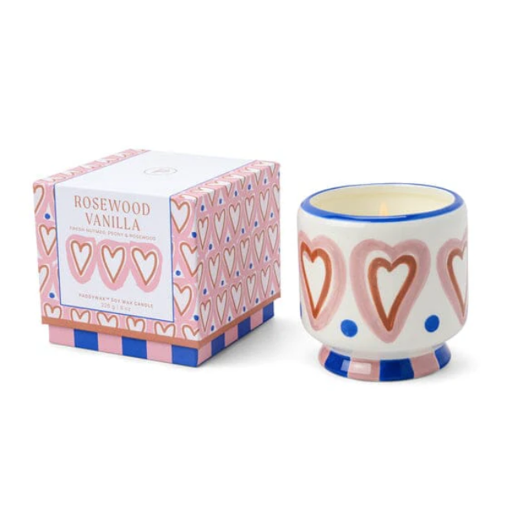 Paddywax Adopo Hearts Ceramic Candle Rosewood Vanilla 226g