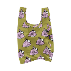 Baggu x Peanuts Standard Reusable Bag Puffer Snoopy Mustard Pink