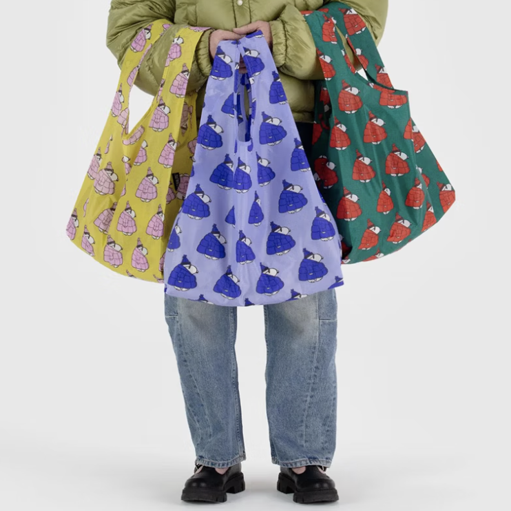 Baggu x Peanuts Standard Reusable Bag Puffer Snoopy Blue