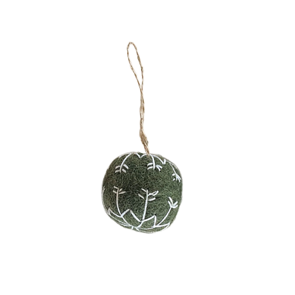 Christmas Decoration Felt Embroidered Bauble Assorted