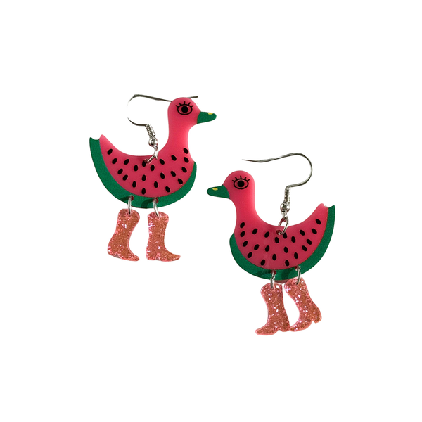 Pop Cowgirl Watermelon Duck Earring Pink