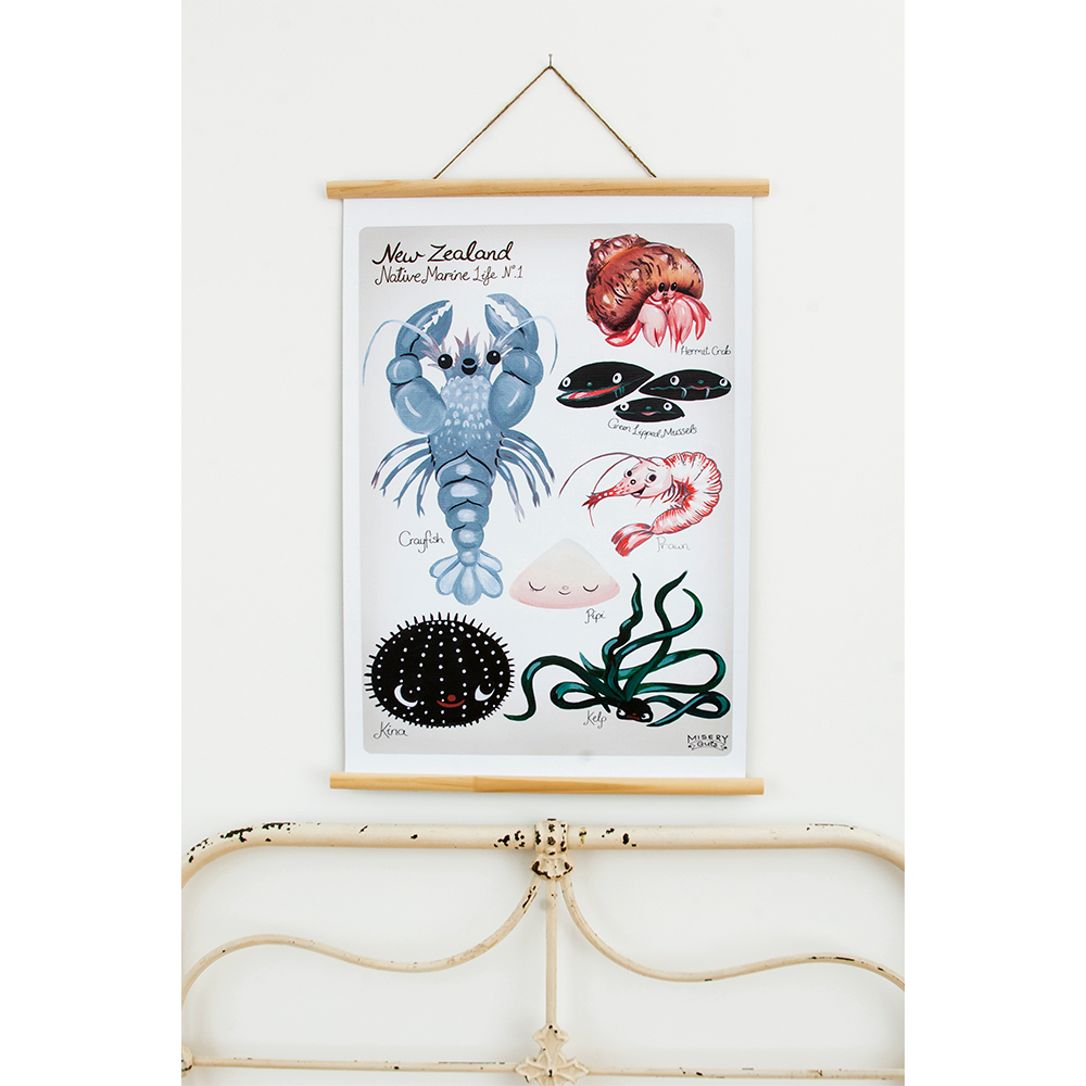Misery Guts Wall Chart New Zealand Native Marine Life A1