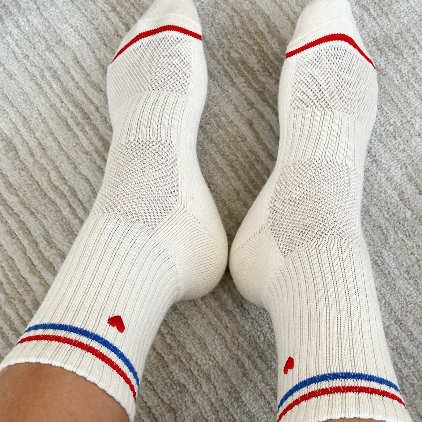Le Bon Shoppe Embroidered Boyfriend Socks Milk + Heart