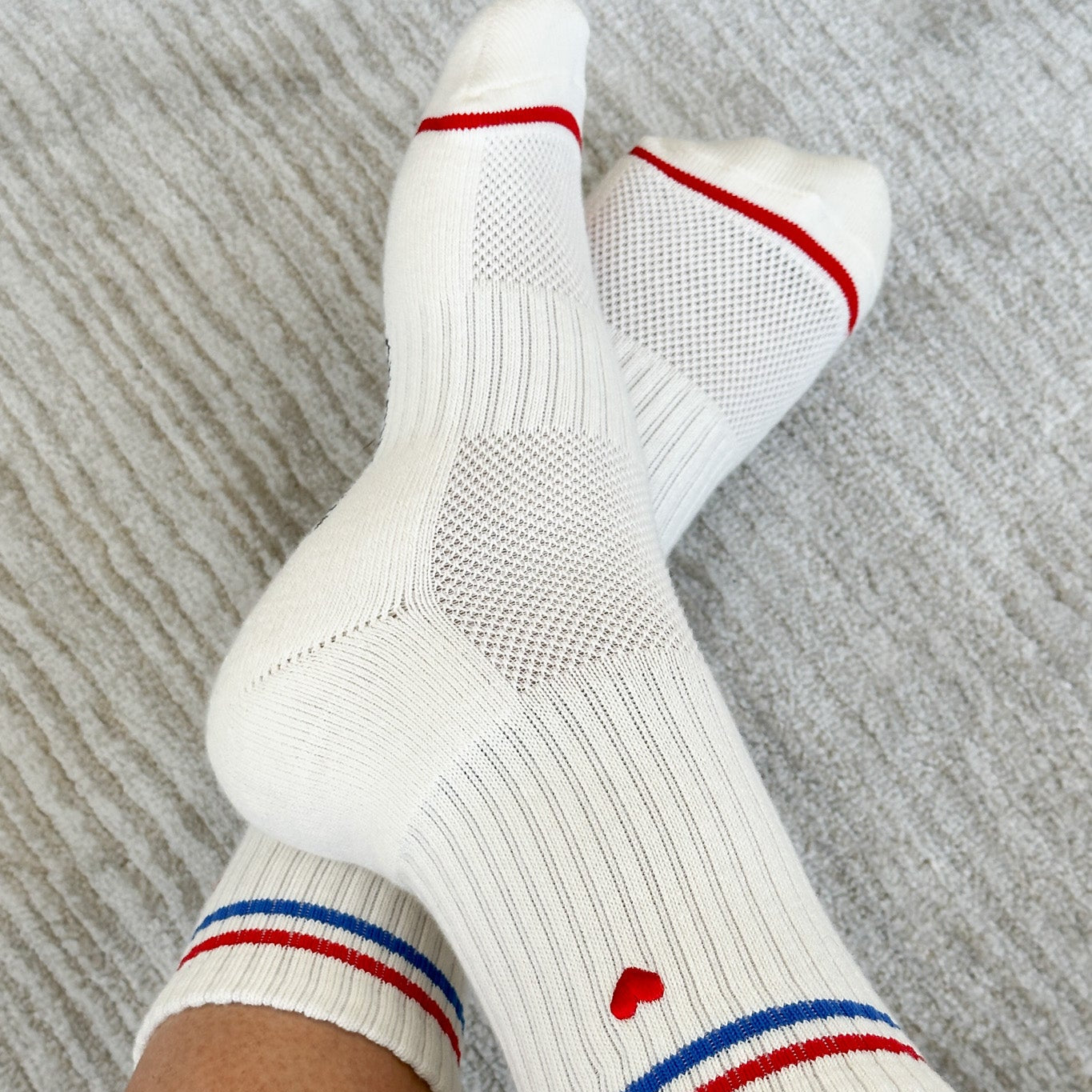Le Bon Shoppe Embroidered Boyfriend Socks Milk + Heart