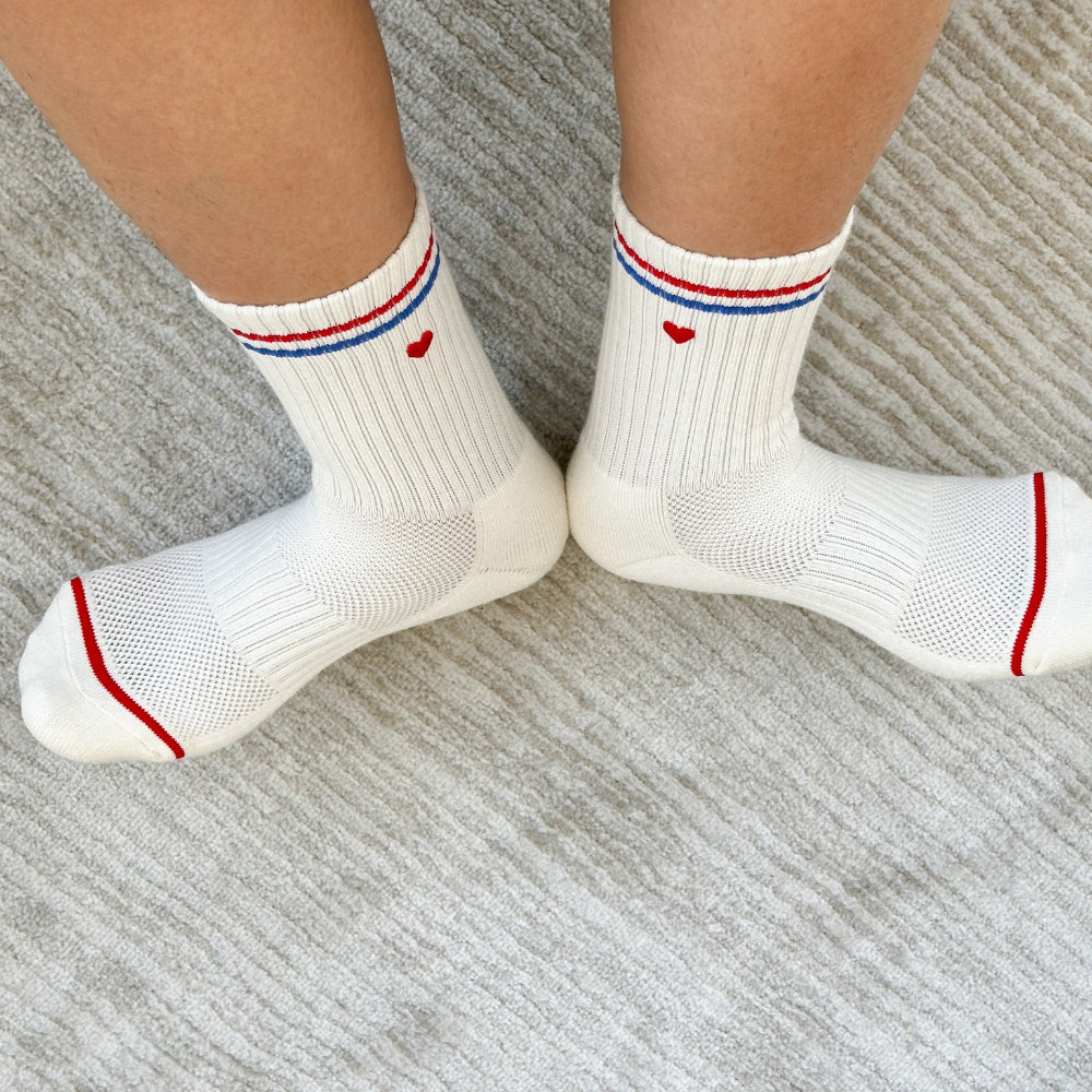 Le Bon Shoppe Embroidered Boyfriend Socks Milk + Heart