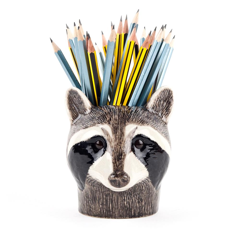 Quail Raccoon Pencil Pot
