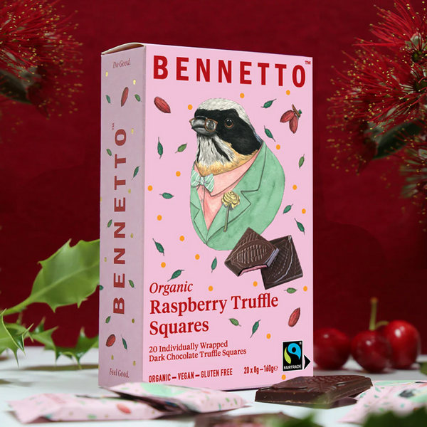 Bennetto Chocolate Truffle Filled Squares Raspberry Pack of 20