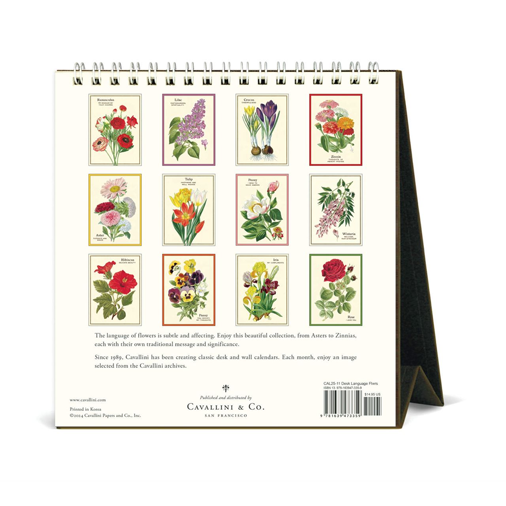 Cavallini 2025 Desk Calendar Language of Flowers