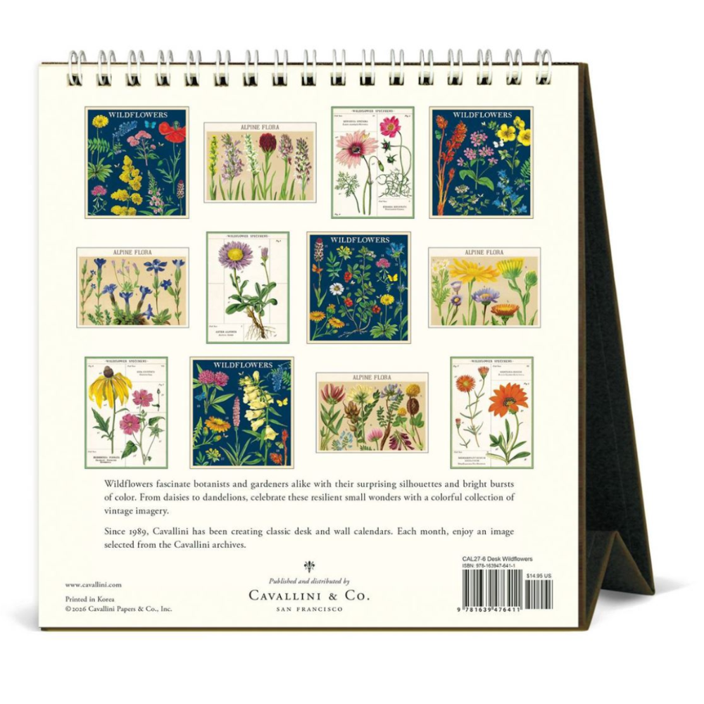 Calendar with floral designs on a white background