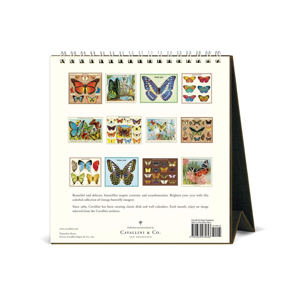 Cavallini 2026 Desk Calendar Butterflies