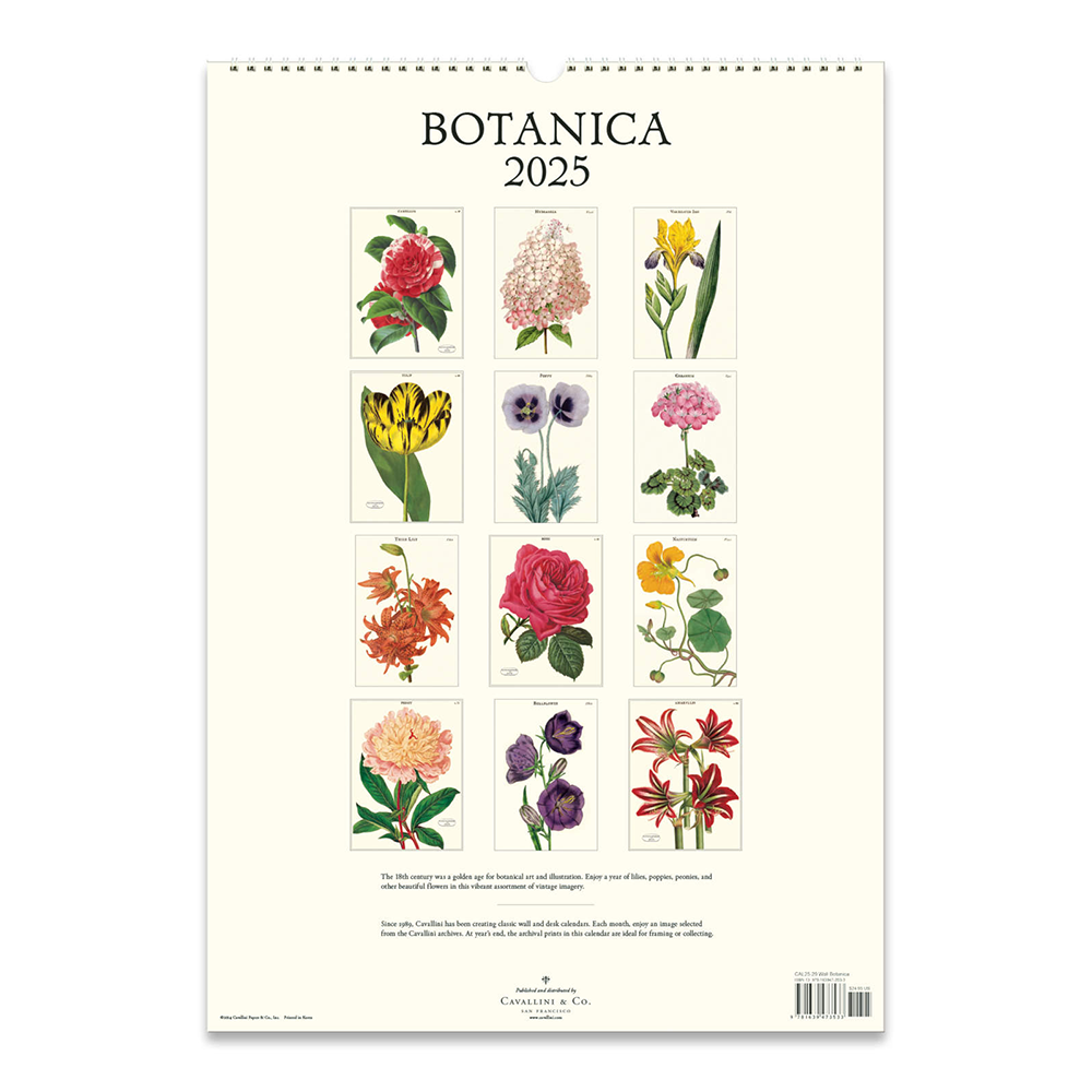 Cavallini 2025 Wall Calendar Botanica