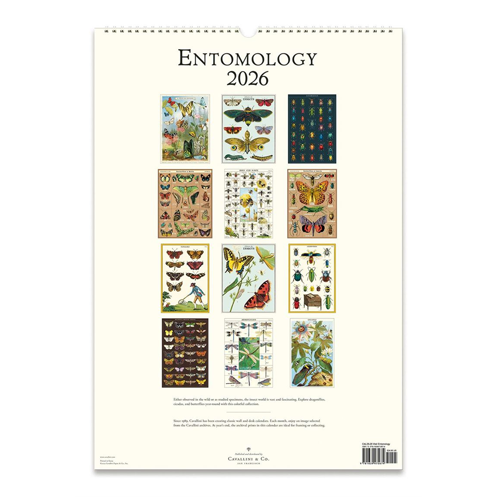 Cavallini 2026 Wall Calendar Entomology