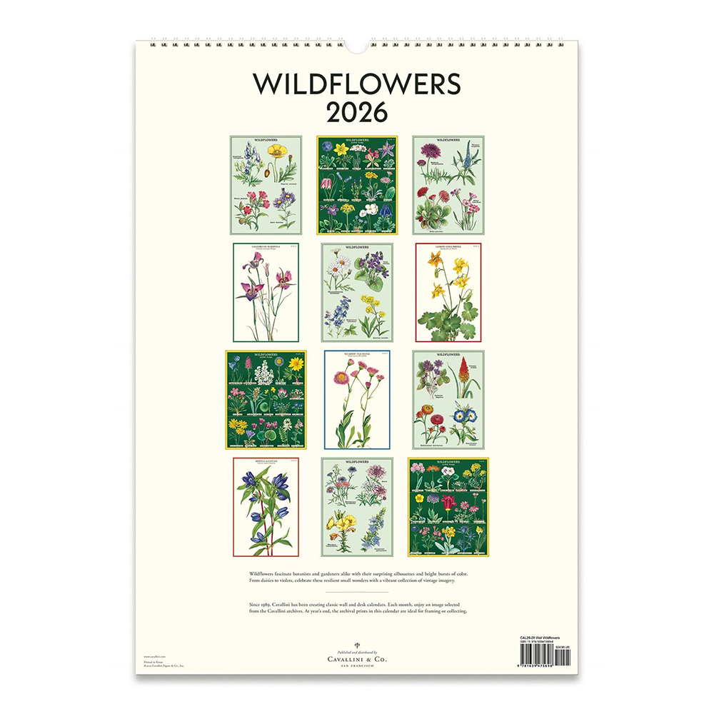Cavallini 2026 Wall Calendar Wildflowers