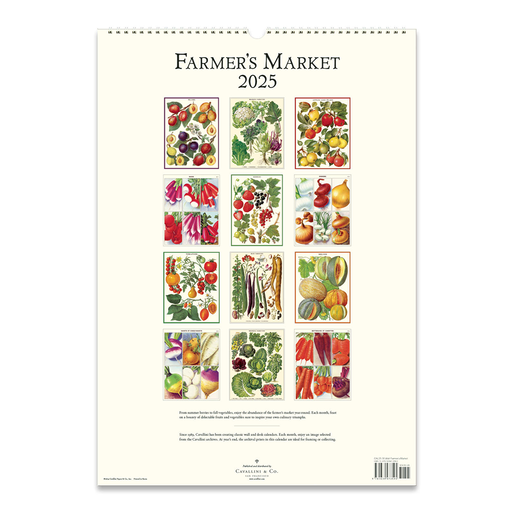 Cavallini 2025 Wall Calendar Farmer's Market