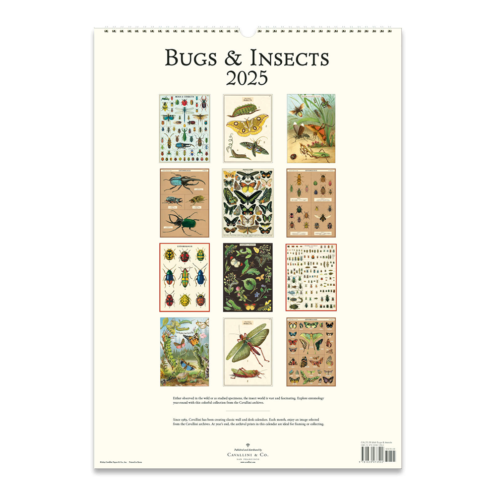 Cavallini 2025 Wall Calendar Bugs and Insects