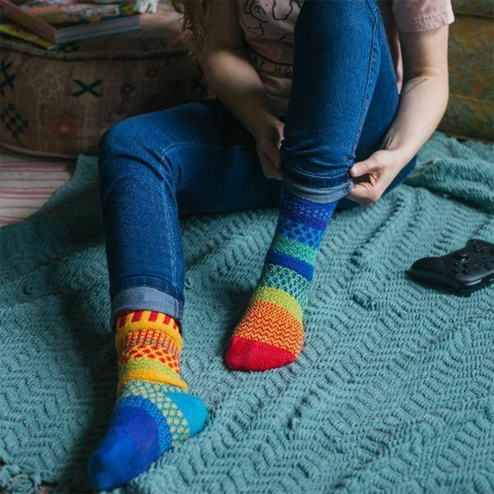 Solmate Socks Adult Crew Rainbow