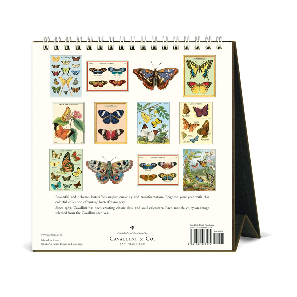 Cavallini 2025 Desk Calendar Butterflies