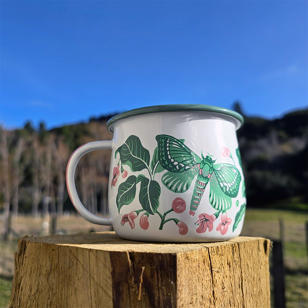 Wolfkamp and Stone Enamel Mug Puriri Moths