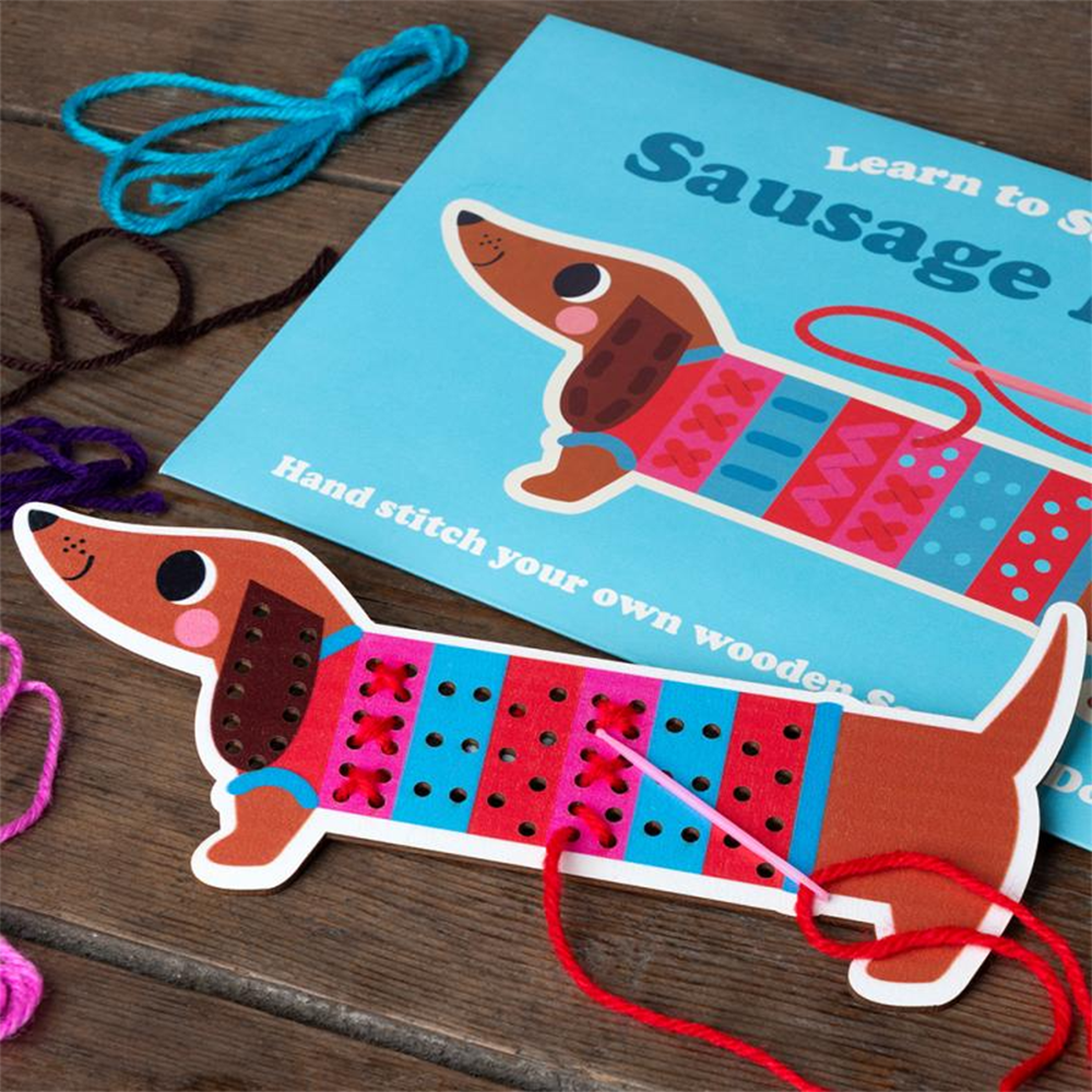 Rex London Learn To Sew Wooden Hand-Stitch Set Sausage Dog