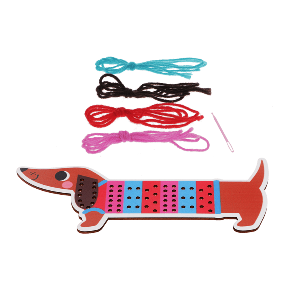 Rex London Learn To Sew Wooden Hand-Stitch Set Sausage Dog