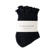 Le Bon Shoppe Ruffled Hugger Crew Socks Black
