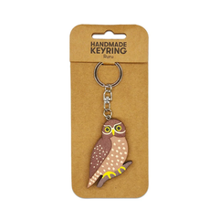 100% NZ Wooden Keyring Ruru