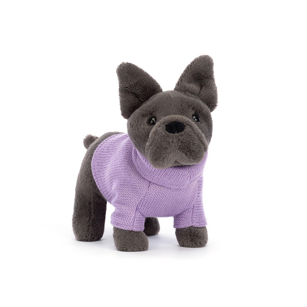 Jellycat French Bulldog Purple Sweater