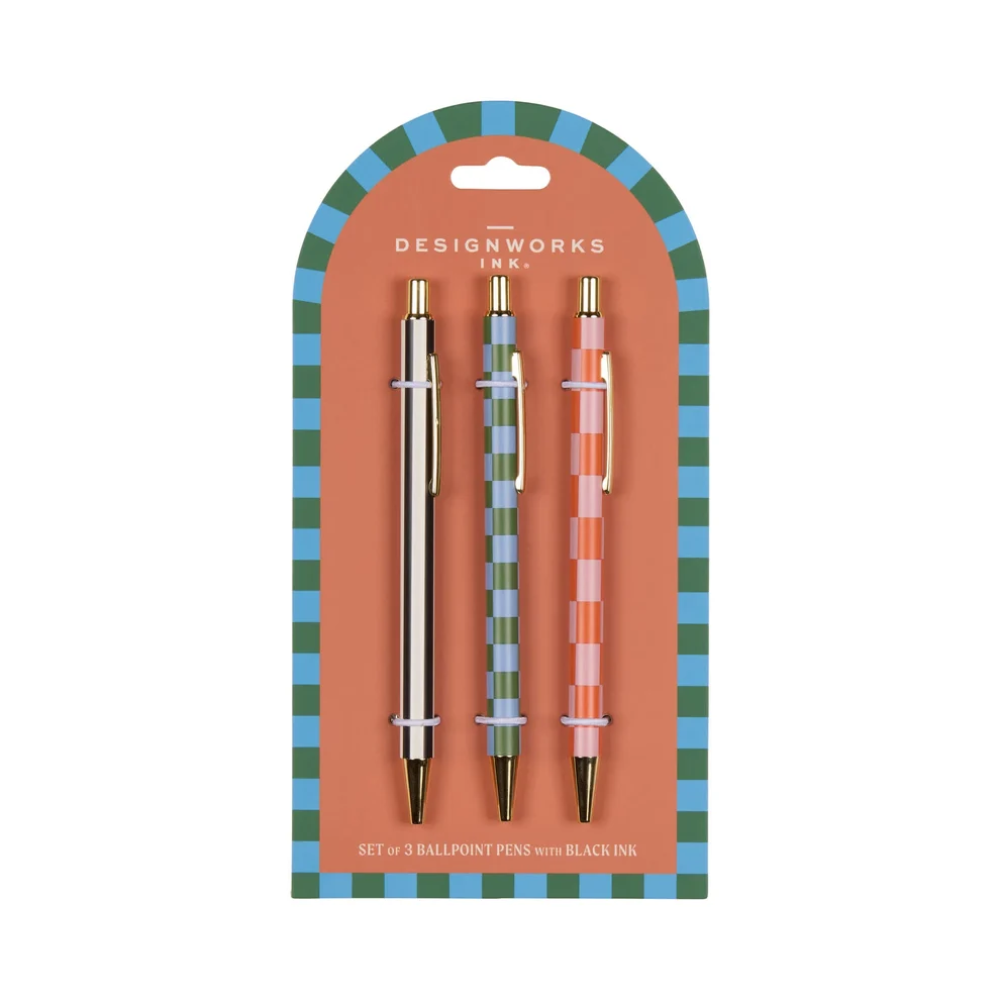 Designworks Ink Adopo Pens Set of 3 Stripes and Checks