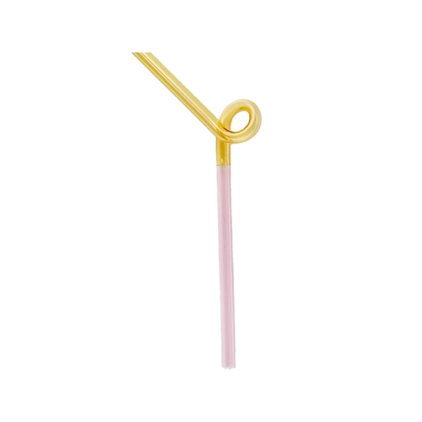 Reusable Glass Straw Loopy Yellow and Pink