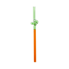 Reusable Glass Straw  Curly Green and Amber