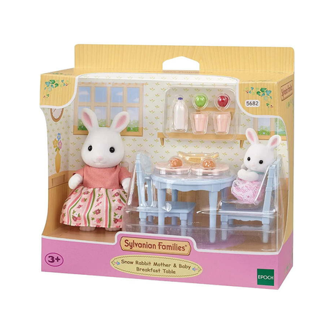 Sylvanian Families Snow Rabbit Mother & Baby Breakfast Table