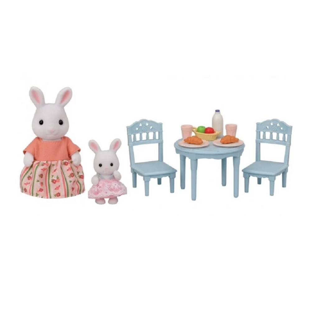 Sylvanian Families Snow Rabbit Mother & Baby Breakfast Table