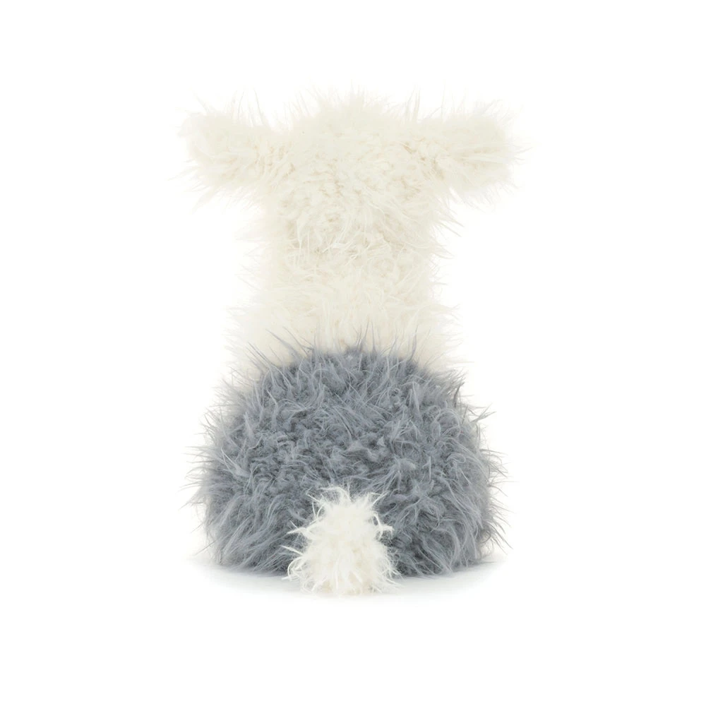 Fluffy white and gray pillow on a white background