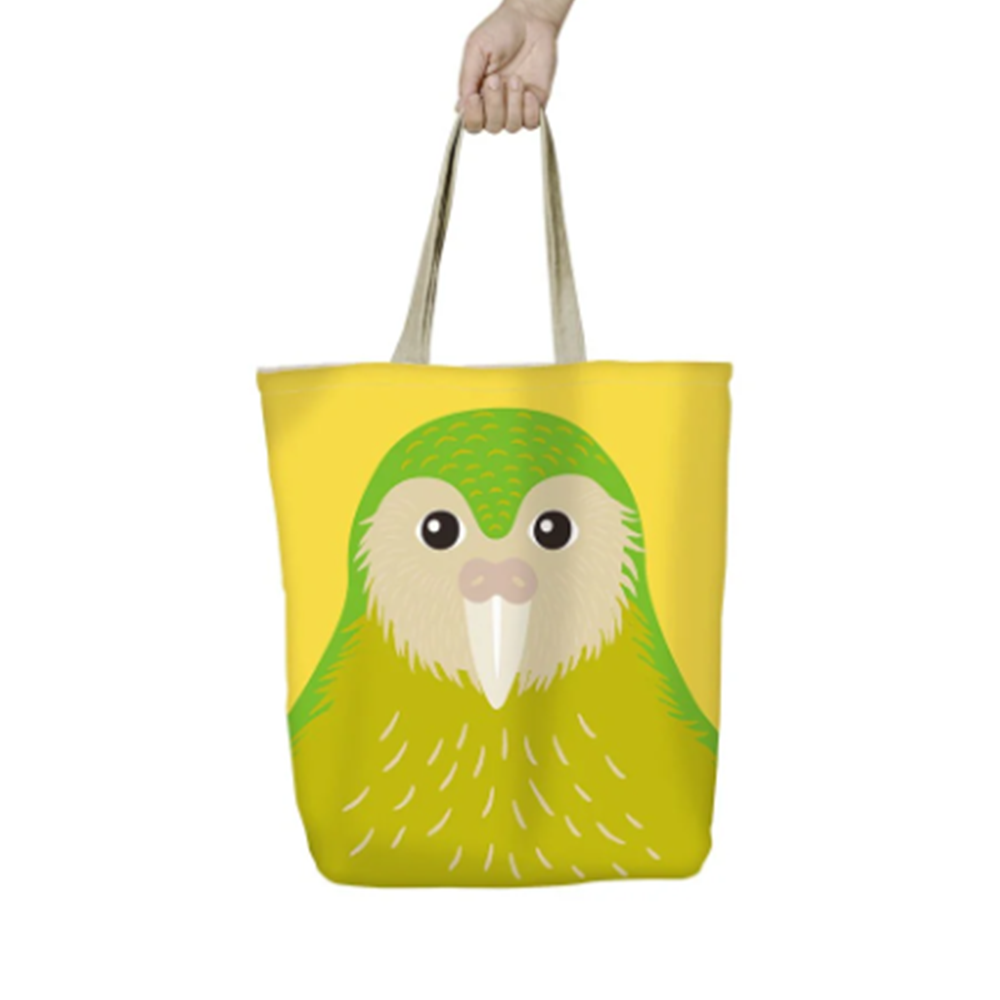 100% NZ Shopping Bag Bright Kākāpō